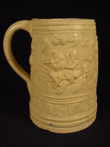 EXTREMELY RARE LARGE ANTIQUE 1700s TANKARD YELLOW WARE