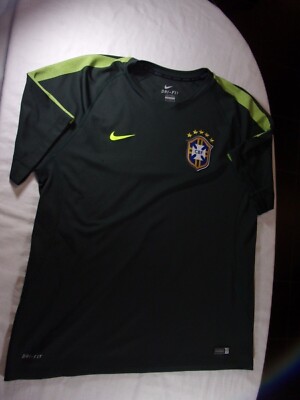 NIKE DRIFIT CBF SOCCER SHIRT BLACK AND GREEN XL BRASIL