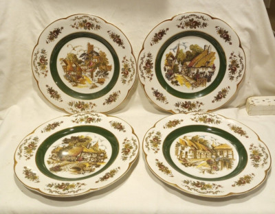 4 Ascot Service Plates Wood & Sons England Alpine White Ironstone
