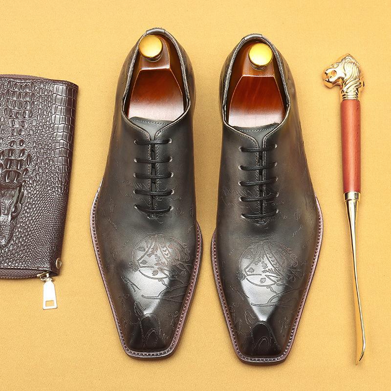 SAOLA Mocassini abito da uomo punta in pelle abito stringato Oxford scarpe scolpite brogue