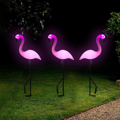Solar Flamingo Light 3 Pcs, Waterproof Solar Garden Lights Outdoor Decor, Pink F