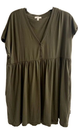 BP Womens Olive Green Babydoll Short Sleeve Dress Size XL