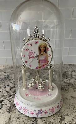 Barbie アニバーサリー 置時計 Barbie Anniversary Clock Porcelain Glass Dome | eBay