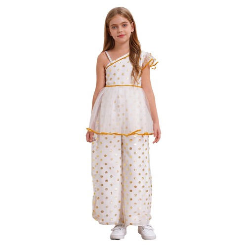 Kids Girls Pants Suit One Piece Overalls Traditional Dressy Gifts Jumpsuit Dots - Picture 10 of 46