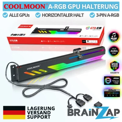 BRAINZAP COOLMOON A-RGB GPU-Halterung Horizontal Grafikkarte 5V Aura Asus ASrock MSI RGB