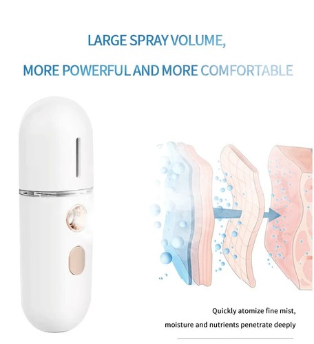 Mini Umidificatore Portatile Nano Mister Dispositivo Vaporiera Viso Spray Bellezza - Foto 7 di 8