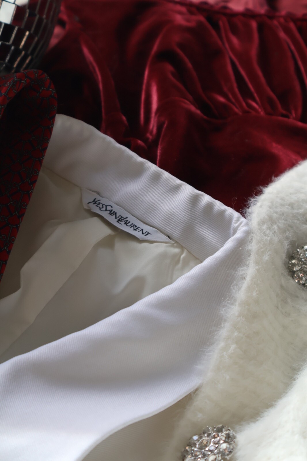 Giacca da pranzo smoking bianca Yves Saint Laurent blazer formale 46L YSL Saint