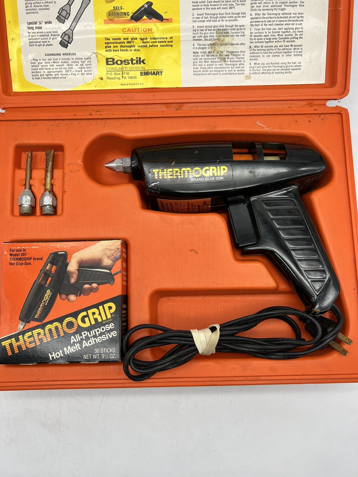 Bostik ThermoGrip Electric Hot Glue Gun Model 207 Kit No. 209 Case