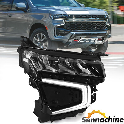 Pair Black LED Headlights For 2021-2023 Chevy Tahoe Suburban | Full LED | Clear Lens