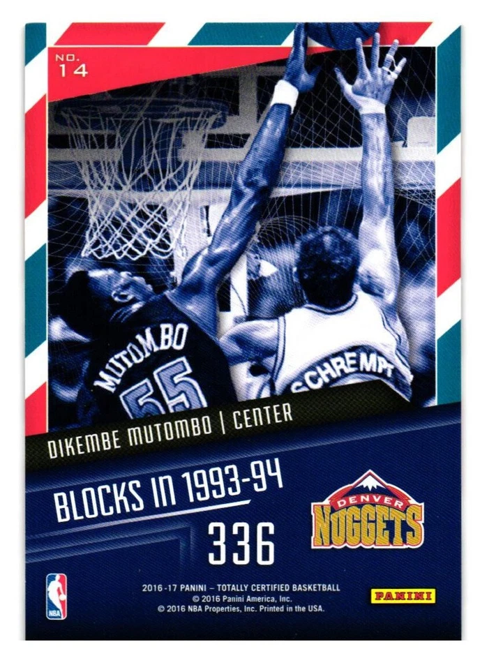 2016-17 Panini Totally Certified Return to Sender #14 Dikembe Mutombo Camo 23/25 - Image 2 of 2