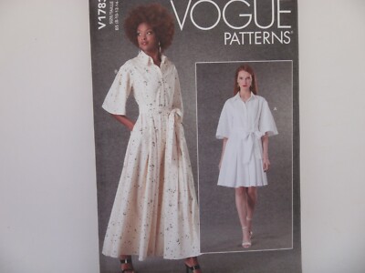Vogue 1783 Collared Button Front Princess Dress & Belt Pattern Sz 8-16 or 16-24