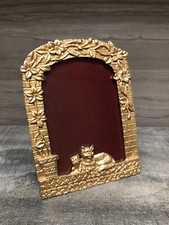 VTG Gold Tone Pewter Kitty Cats In Window Photo Frame For 3.5 X 5 Taiwan