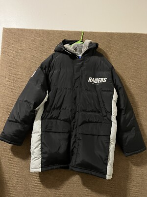 RAIDERS フード付き　ダウン　ジャンバー　L Vintage Los Angeles Raiders Triple Fat Goose Heavyweight Jacket