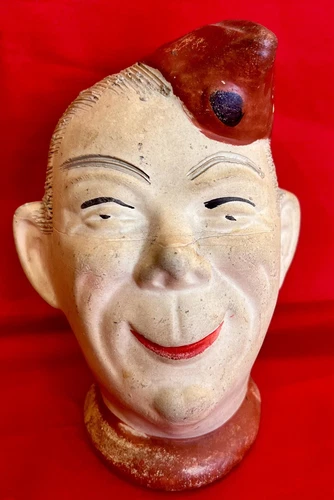 Vtg 1940s WWII Elmer ARMY Military Soldier GI Head Planter CLAY Art Vase-Oddity