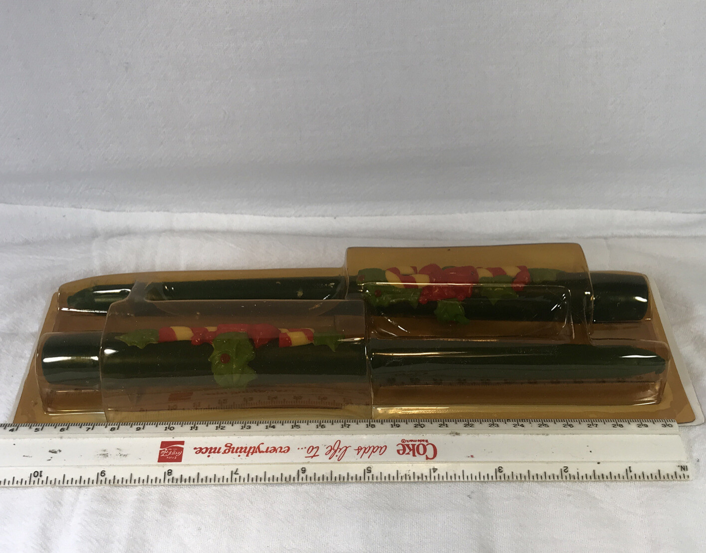 Vintage Avon Candy Cane & Holly Bayberry fragranced Taper Candles Hong