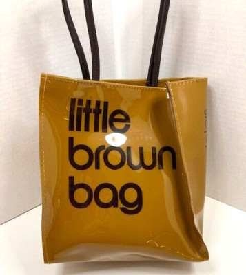 Bloomingdale's Little Brown Bag Tote Vinyl Brown Purse Lunch Bag