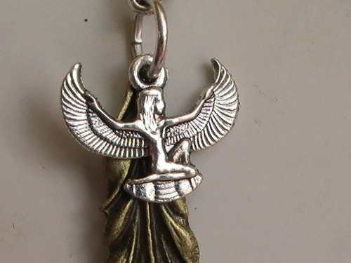EGPYTIAN ISIS WINGS NECKLACE AND OSIRIS EYE EARRINGS SOUL MATES LOVERS palm leaf - Picture 6 of 12