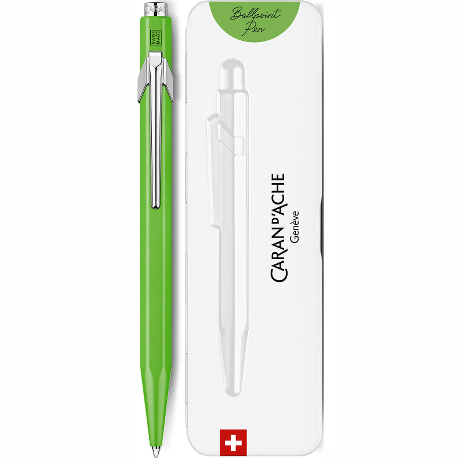 Caran d'Ache 849 Pop Line Ballpoint Pen - Fluorescent Green - Blue Ink