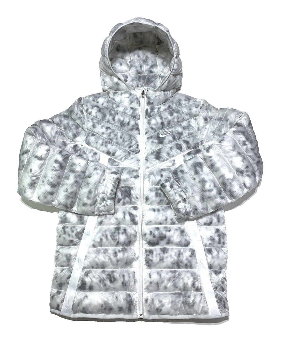 Nike Full Zip Puffer Hooded Jacket Camo White DC0304-121 Youth XL 13-15  Yrs