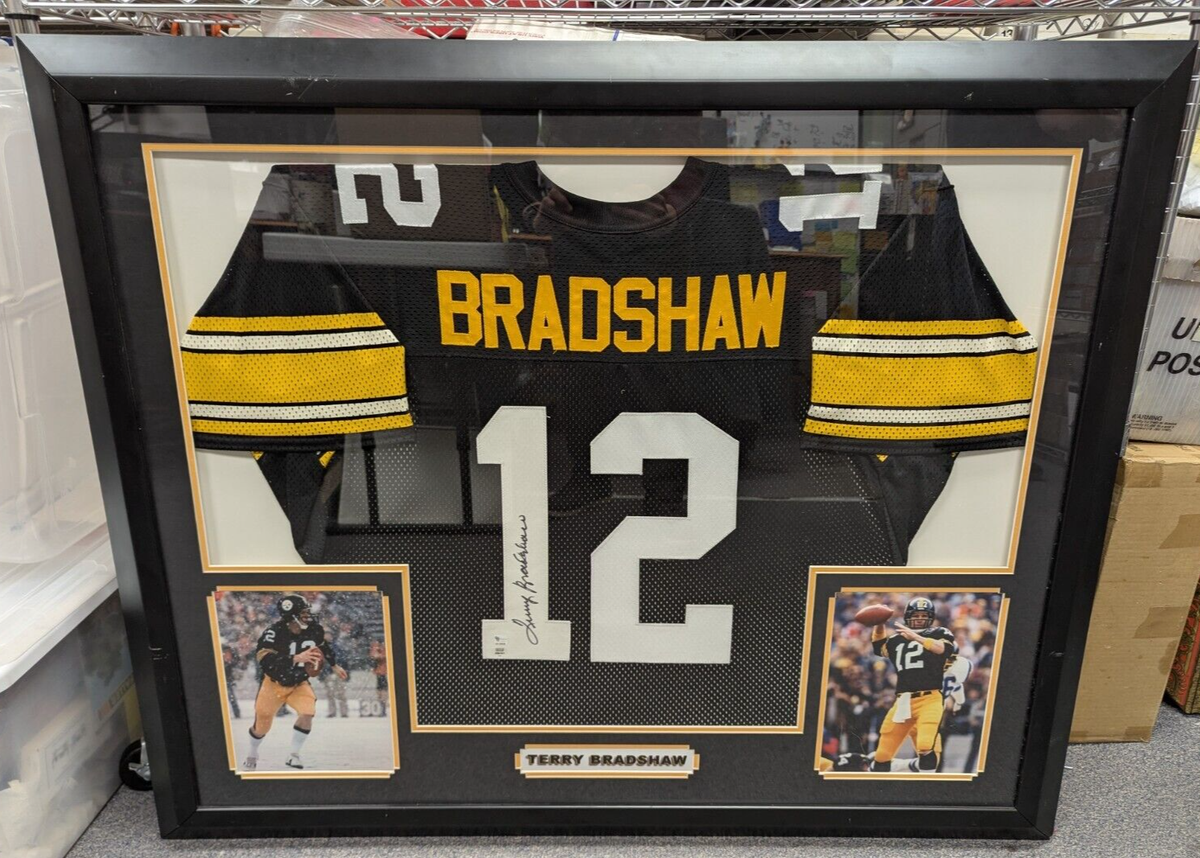 Terry Bradshaw Autographed / Signed Framed Jersey Black Steelers