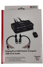 LINDY 42343 - 2 Port DisplayPort 1.2, USB 2.0 & Audio KVM Switch Compact
