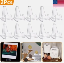 Clear Plastic 2X Coin Display Stands Paper Trading Card Easel Small Size Holder