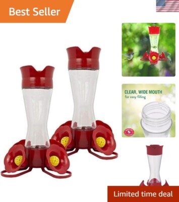 Functional Glass Hummingbird Feeders with Ant Barrier - 8 oz Capacity, Pack of 2