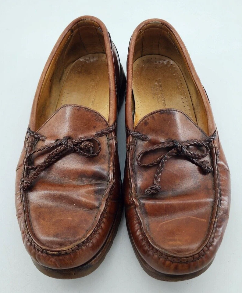 Stubbs and Wootton Palm Beach Zapatos de Barco de Cuero Marrón para Hombres Talla 10.5 D Hechos en EE. UU. Foto 2 de 4