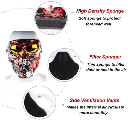 Gafas de motocicleta máscara calavera a prueba de viento cubierta facial protector protección ocular gafas - Imagen 9 de 18