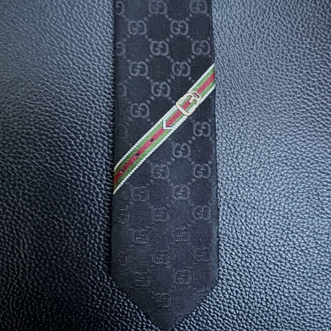 Gucci Skinny Neck Tie New Unused GG Check Marmont Black 100