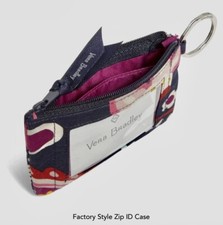 NWT Vera Bradley Factory Zip ID Case Key Ring Painted Paisley Retails 15