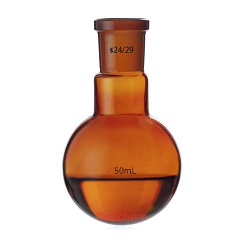 24/29 Amber Glass Flask Round Bottom 1 Neck Lab Single-Neck Brown Boiling Bottle - Picture 1 of 6