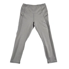 RBX Womens Legging Pants High Rise Elastic Waist Side Pocket Pull On Gray Small