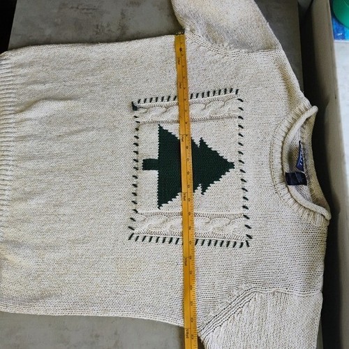 Vintage Crazy Horse Maine State Pine Tree Sweater Grandma Knit Size Large - Picture 12 of 13