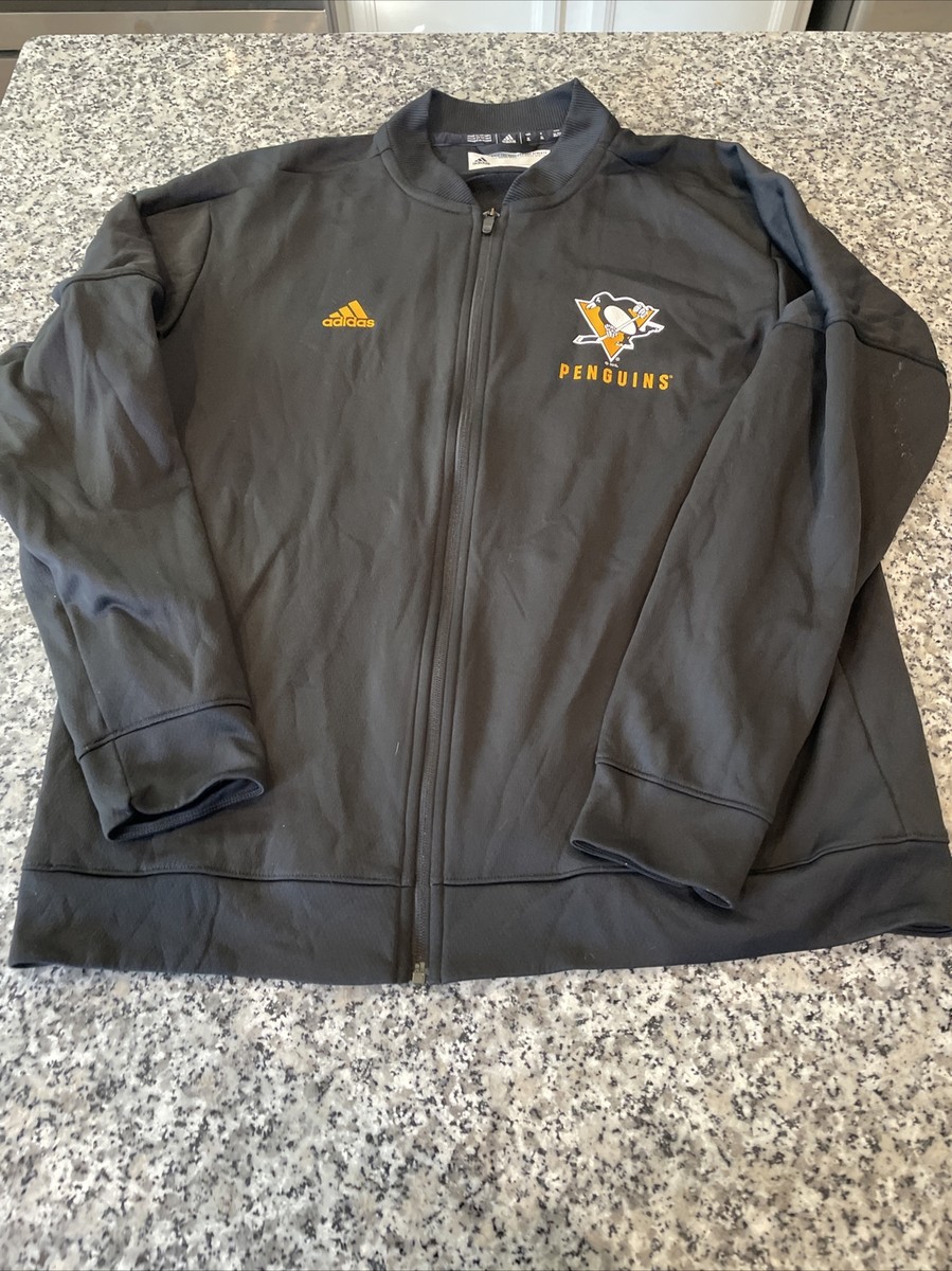 Black Adidas Pittsburgh Penguins Full Zip Warm Up Jacket XL