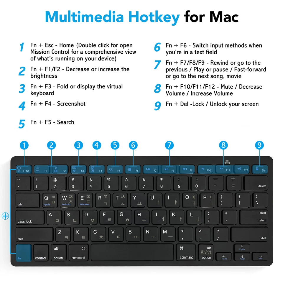 Korean Language Ultra-Thin Wireless Silent Keyboard 78-key Layout for PC& Tablet - Image 4 of 4