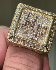 3Ct Round Cut Real Moissanite Men's Custom Ring 14K Yellow Gold Plated