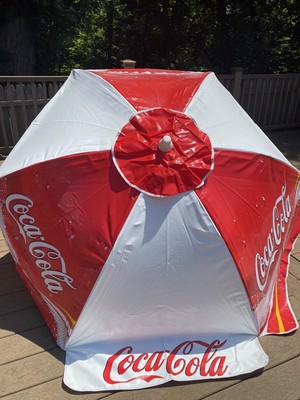Coca Cola Vinyl Patio Umbrella With Extender Pole Brand New Ebay