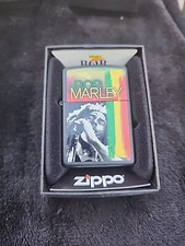 ZIPPO LIGHTER NEW BOB MARLEY BLACK MATTE WITH PIPE INSERT UNIQUE NICE RARE  218
