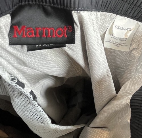 MARMOT Rain Pants Mens Sz Large Black Full Side Zip Pull On Inseam 32” - Picture 6 of 9
