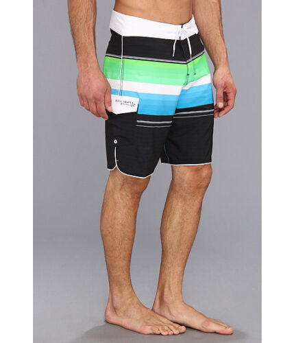NEW BILLABONG swim board shorts trunks black green blue stripe size 32 - Photo 1 sur 1