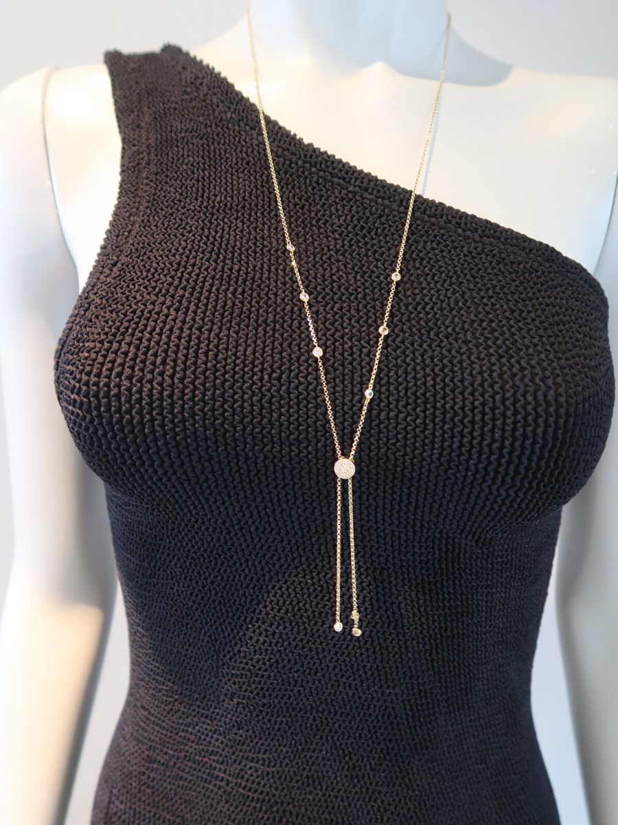 ESCAPE BY MELISSA ODABASH PAVE LARIAT NECKLACE STERLING SILVER