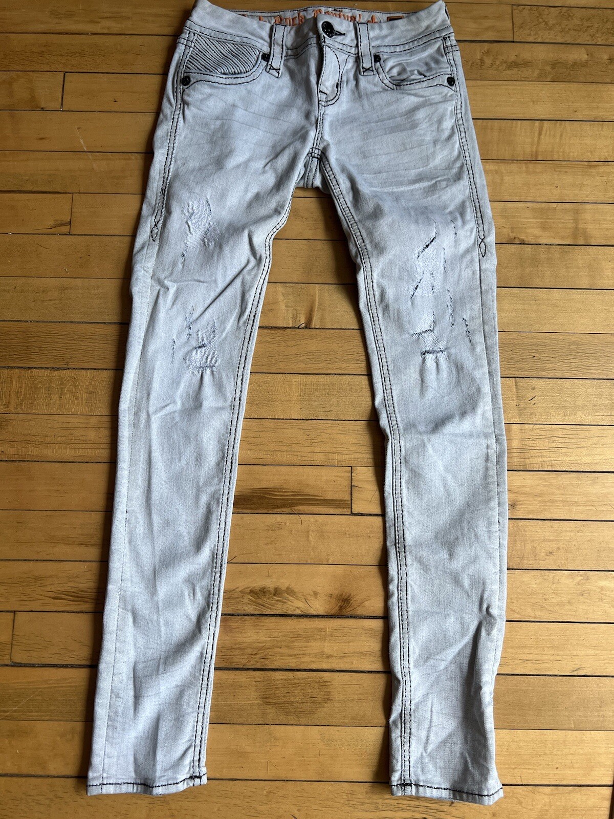 Rock Revival Jeans Size 25 Maple Light Gray Grey Denim Skinny Jeans
