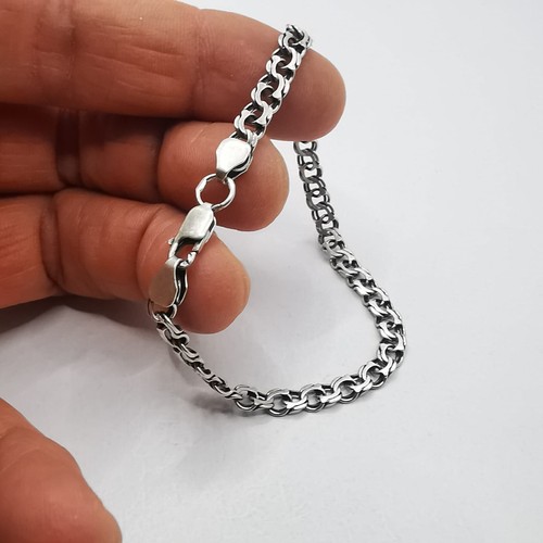 Hermosa pulsera de cadena vintage joyería plata de ley 925 hecha a mano 6,40 g - Imagen 5 de 8