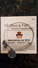 Wind and Fire GRADUATION CAP 2015 Expandable, Stackable Bangle Bracelet W/ CHARM