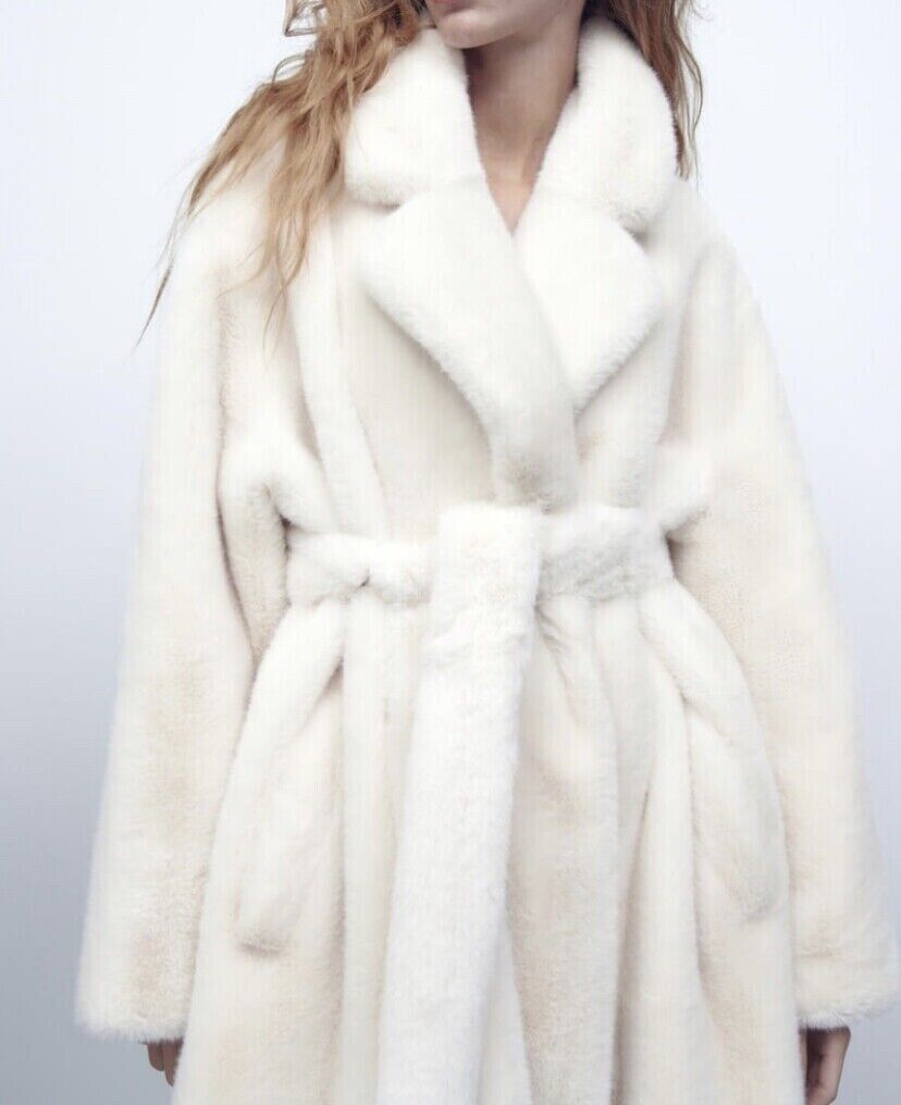 NWT ZARA IVORY FW22 ECRU OFF WHITE MINK LONG FAUX FUR COAT NWT ZARA IVORY FW22 ECRU OFF WHITE MINK LONG FAUX FUR COAT