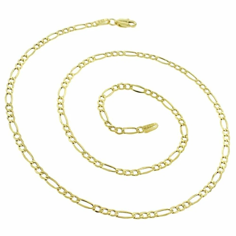 Collar de cadena Figaro italiano relleno de oro amarillo de 18 quilates genuino, muchos anchos/largos Foto 4 de 4