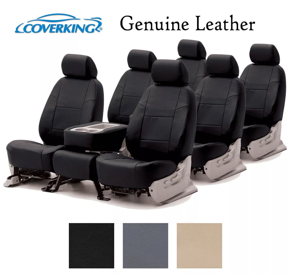 Coverking Custom Seat Covers Genuine Leather 3 Row Set 3 Color Options