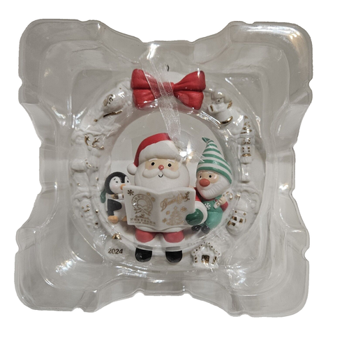 2024 Hallmark Wreath of Memories Porcelain 14k Gold Ornament NIB - Picture 7 of 14