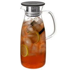 FORLIFE Mist Glass Ice Tea Jug, 50-Ounce, Black,Jugs & Pitchers